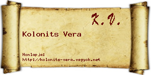 Kolonits Vera névjegykártya